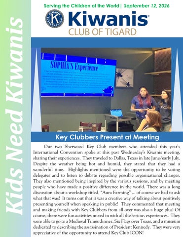September 12, 2026 Newsletter