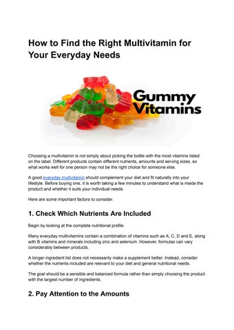How to Find the Right Multivitamin for Your Everyday Needs
