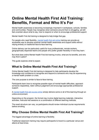 Online Mental Health First Aid Training_ Benefits, Format and Who It’s For
