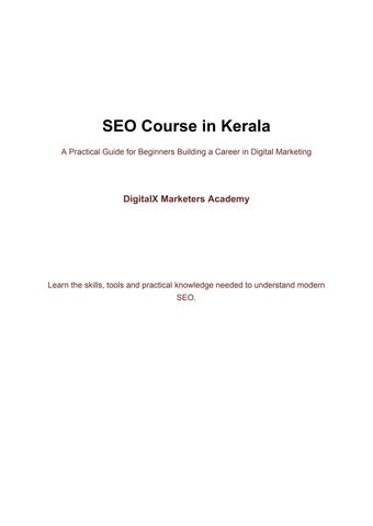 SEO Course in Kerala: A Practical Guide for Beginners