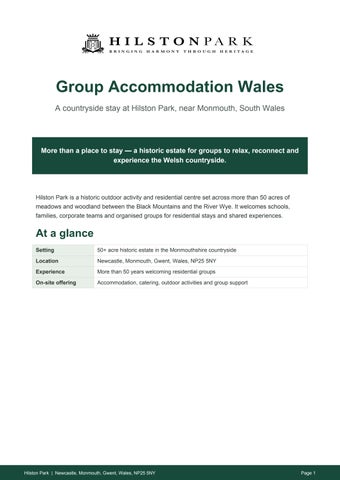 Group Accommodation Wales | Stay, Explore & Connect at Hilston Park