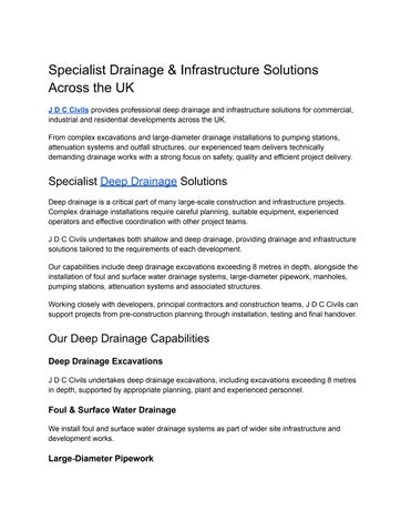 Specialist Drainage & Infrastructure Solutions Across the UK