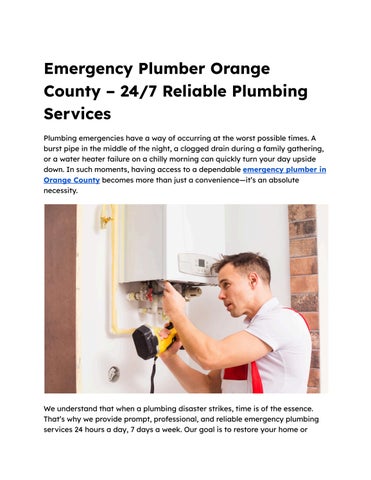 emergency plumber in Orange County