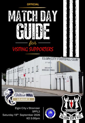 Match Day Guide v Stranraer - Saturday 19th September 2026