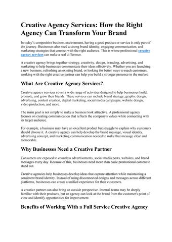 Creative Agency Services for Building Strong and Memorable Brands