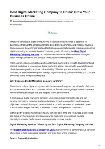 Best Digital Marketing Company in China - Best Digital Marketing Company in China Grow Your Business