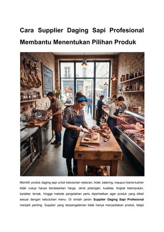 Cara Supplier Daging Sapi Profesional Membantu Menentukan Pilihan Produk
