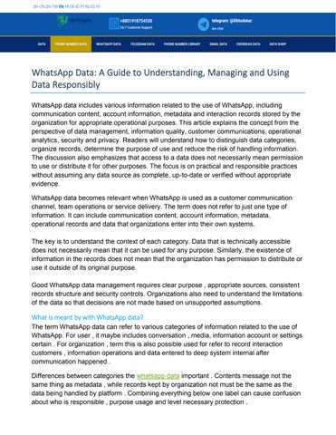 WhatsApp Data A Guide to Understanding Managing and Using Data Responsibly