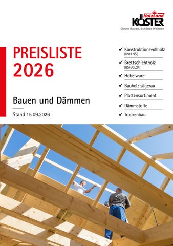 HolzLand Köster | Preisliste Bauen und Dämmen 2026