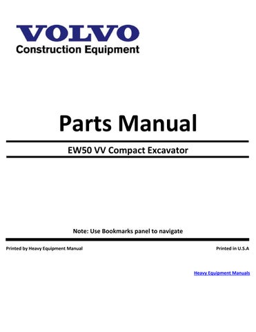 EW50 VV Compact Excavator Pdf Parts Manual 