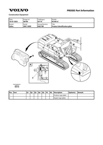 EC240 LC Excavator Pdf Parts Manual 