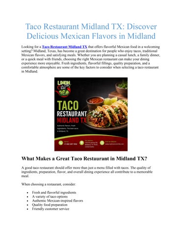 Taco Restaurant Midland TX – Enjoy Flavorful Mexican Food at Limon Con Chile #2