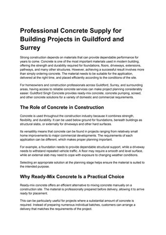 Professional Concrete Supply for Building Projects in Guildford and Surrey