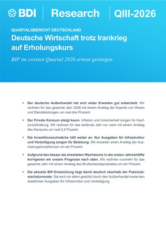 Deutsche Wirtschaft trotz Irankrieg auf Erholungskurs