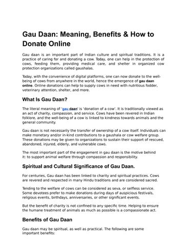 Gau Daan Meaning, Benefits & How to Donate Online-ppt