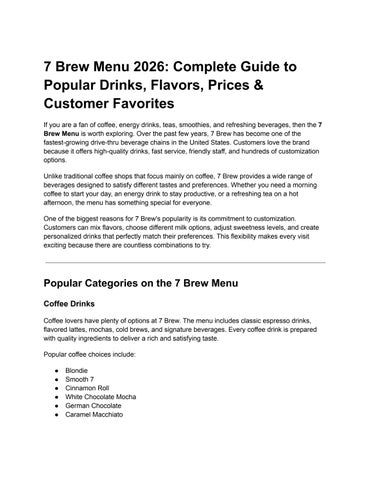 7 Brew Menu With Prices