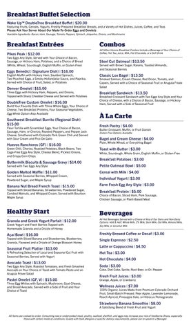 DoubleTree Colorado Springs Dining Menus