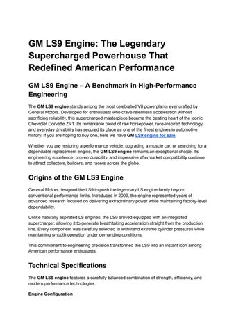 LS9 engine for sale