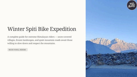 Winter Spiti Bike Expedition