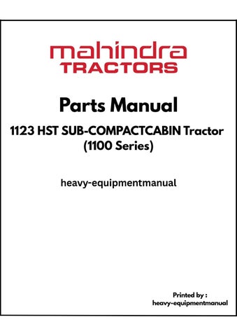 Parts Manual - Mahindra 1123 HST SUB-COMPACT CABIN Tractor (1100 Series) 