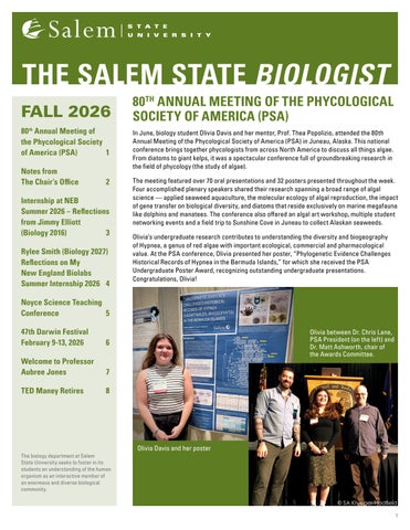 The Salem State Biologist Newsletter Fall 2026
