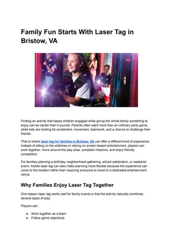 Family Fun Starts With Laser Tag in Bristow, VA