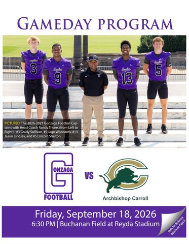 Gonzaga Football Gameday Program vs Carroll (9.18.26)