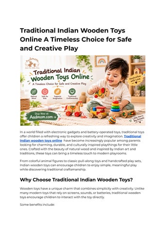 Traditional Indian Wooden Toys Online A Timeless Choice for Safe and Creative Play