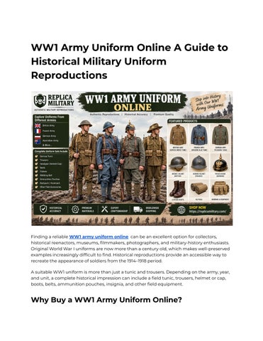 WW1 Army Uniform Online A Guide to Historical Military Uniform Reproductions