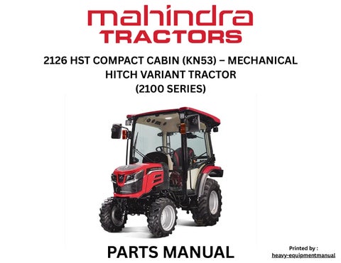 Mahindra 2126 HST Compact Cabin (KN53) – Mechanical Hitch Variant Tractor (2100 SERIES) 