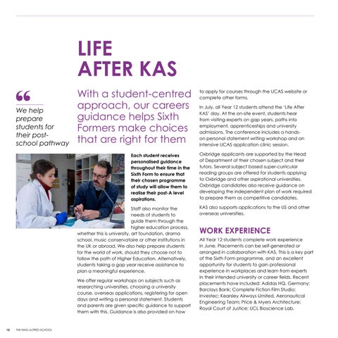 King Alfred | KAS 6thForm prospectus 2027-28 FINAL- 第 12 页