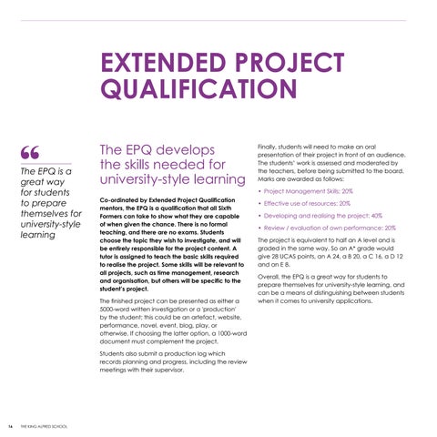 King Alfred | KAS 6thForm prospectus 2027-28 FINAL- 第 16 页