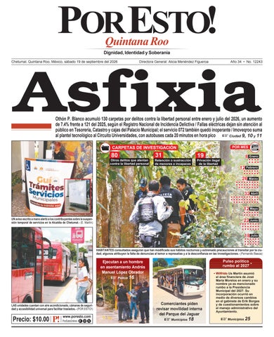 PORTADA POR ESTO CHETUMAL, SÁBADO 19 DE SEPTIEMBRE DE 2026