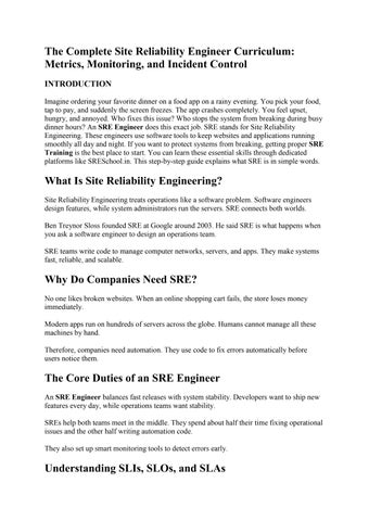 The Complete Site Reliability Engineer Curriculum