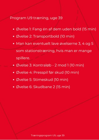 Træningsprogram U9, uge 39