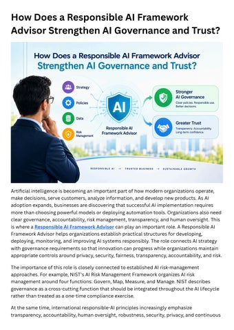 How Does a Responsible AI Framework Advisor Strengthen AI Governance and Trust?