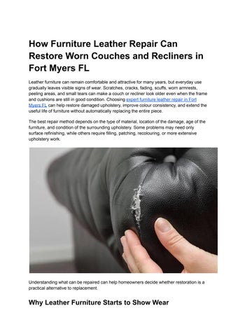 How Furniture Leather Repair Can Restore Worn Couches and Recliners in ...