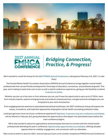 2027 Conference at a Glance