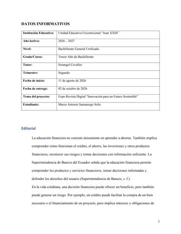 Marco Samaniego Proyecto interdisciplinario