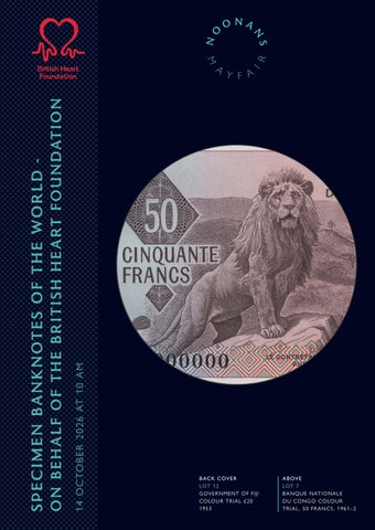 Noonans Specimen Banknotes of the World - on behalf of the British Heart Foundation (14 Oct 26)
