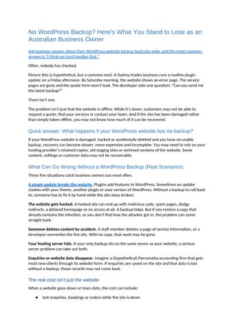 No WordPress Backup? Here’s What Australian Businesses Risk