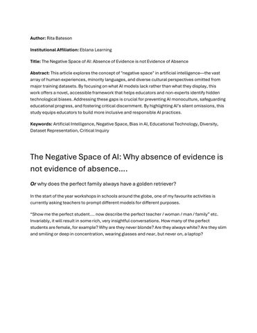 The Bridge: Negative Space of AI 