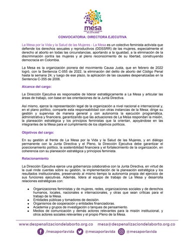 Convocatoria Dirección Ejecutiva La Mesa