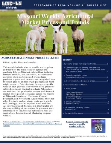 Missouri Agricultural Market Prices and Trends-Bulletin 37