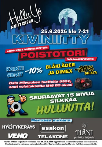 Kiviniitty Hullu Yö syksy 2026 tarjoukset