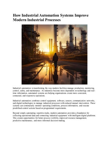 How Industrial Automation Systems Improve Modern Industrial Processes