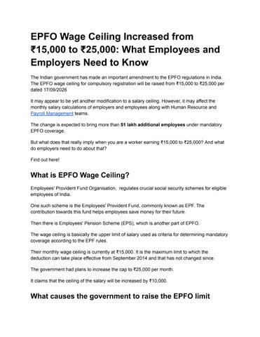 Raising EPFO Salary Limit from ₹15,000 to ₹25,000 
