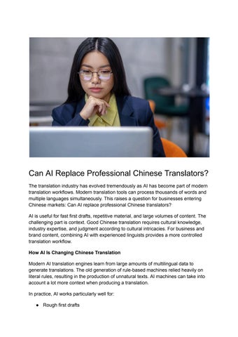 Can AI Replace Professional Chinese Translators