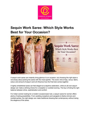 Sequin Work Saree - Which Style Works Best for Your Occasion