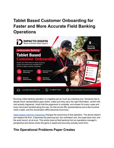 Tablet Based Customer Onboarding | Doorstep Customer Onboading